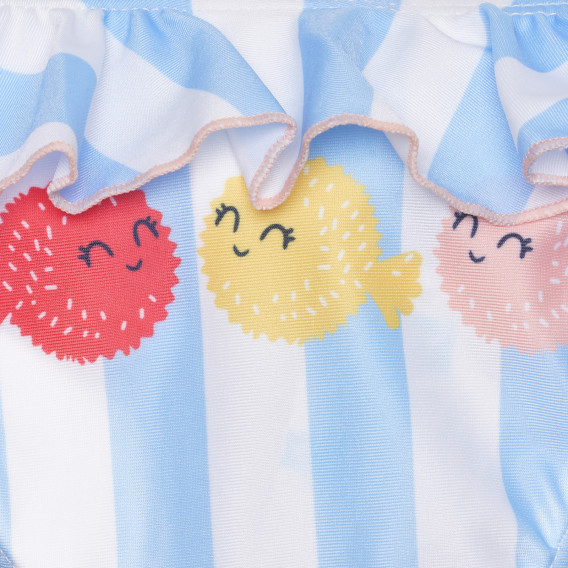 Costume de baie cu dungi albastre și albe cu imprimeu peștișori pentru bebeluși ZY 317146 2
