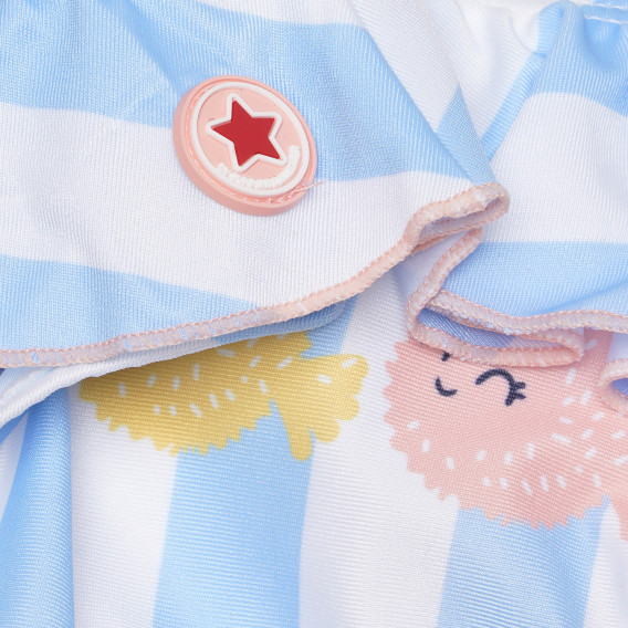 Costume de baie cu dungi albastre și albe cu imprimeu peștișori pentru bebeluși ZY 317147 3