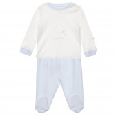 Set din bluză și pantaloni alb cu albastru pentru bebeluși ZY 317457 