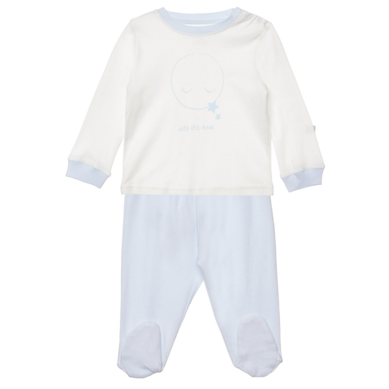 Set din bluză și pantaloni alb cu albastru pentru bebeluși  317457
