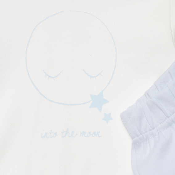 Set din bluză și pantaloni alb cu albastru pentru bebeluși ZY 317459 3