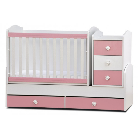 Pătuț pentru copii, marca Nia, cu grilaj detașabil, roz Dizain Baby 31771 