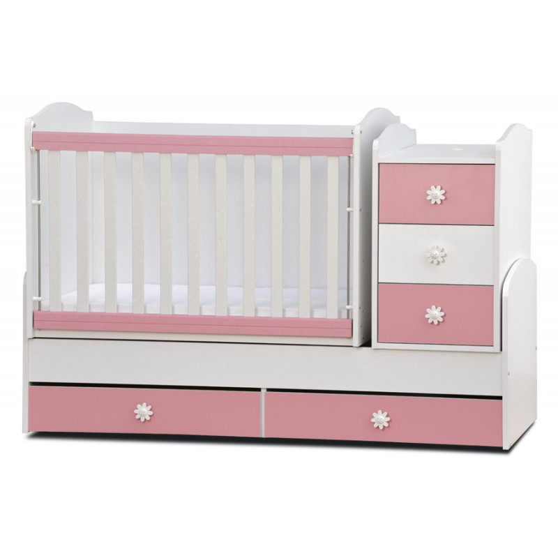 Pătuț pentru copii, marca Nia, cu grilaj detașabil, roz  31771