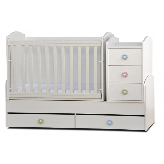Pătuț pentru copii, Nia, cu grilaj detașabil, alb Dizain Baby 31773 