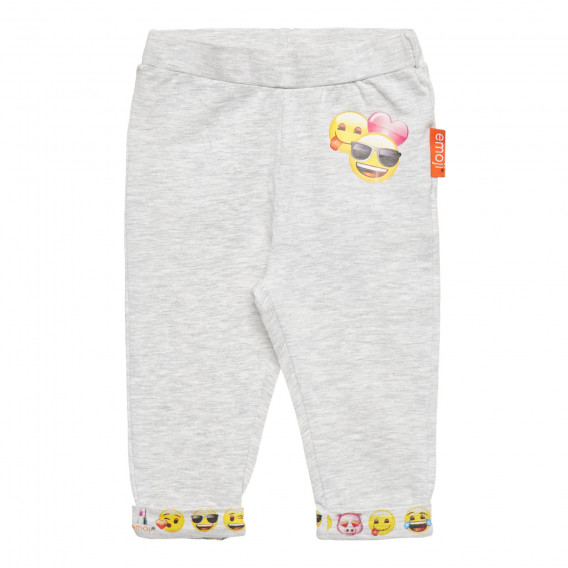 Pantaloni din bumbac gri cu imprimeu Emoticon pentru bebeluși ZY 317782 