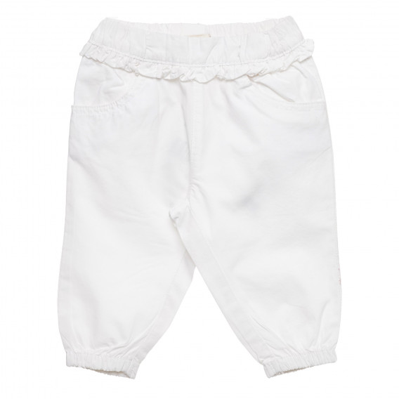 Pantaloni albi cu volane si buzunare decorative pentru bebeluși ZY 317880 