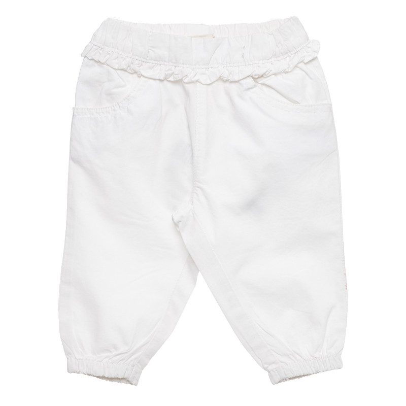Pantaloni albi cu volane si buzunare decorative pentru bebeluși  317880