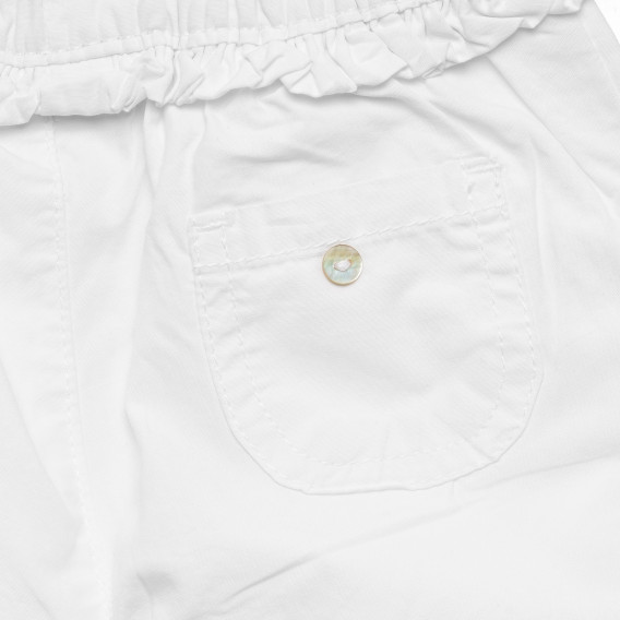 Pantaloni albi cu volane si buzunare decorative pentru bebeluși ZY 317882 3