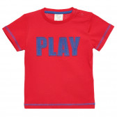 Tricou roșu din bumbac cu detalii albastre pentru bebeluș ZY 317917 