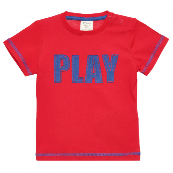 Tricou roșu din bumbac cu detalii albastre pentru bebeluș ZY 317917 