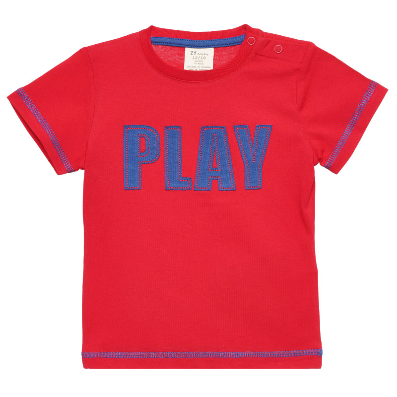 Tricou roșu din bumbac cu detalii albastre pentru bebeluș  317917