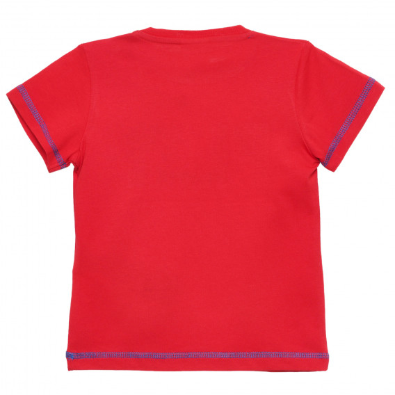 Tricou roșu din bumbac cu detalii albastre pentru bebeluș ZY 317919 3