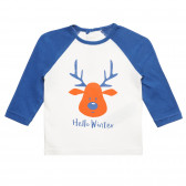 Bluză albă din bumbac cu inscripția „Hello Winter” pentru bebeluși ZY 317941 