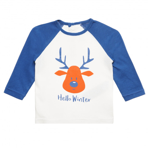Bluză albă din bumbac cu inscripția „Hello Winter” pentru bebeluși ZY 317941 