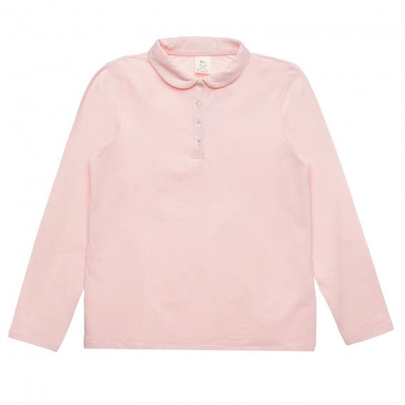 Bluză roz cu guler și nasturi ZY 317964 