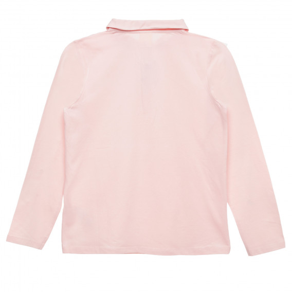 Bluză roz cu guler și nasturi ZY 317966 3