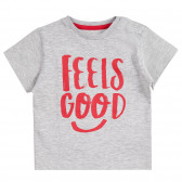 Tricou din bumbac „Feels Good” de culoare gri pentru băiețel ZY 318013 