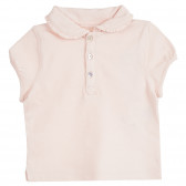 Tricou din bumbac roz deschis cu guler pentru fetițe ZY 318024 
