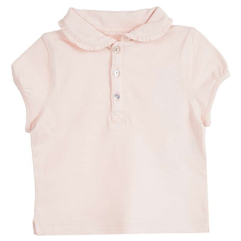 Tricou din bumbac roz deschis cu guler pentru fetițe  318024