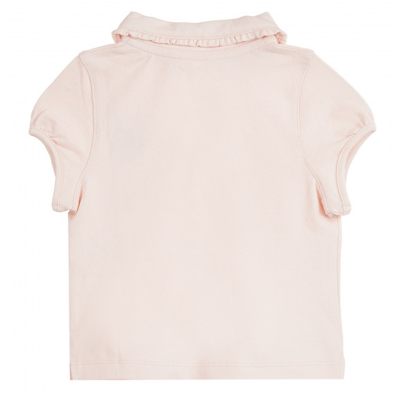 Tricou din bumbac roz deschis cu guler pentru fetițe ZY 318026 3