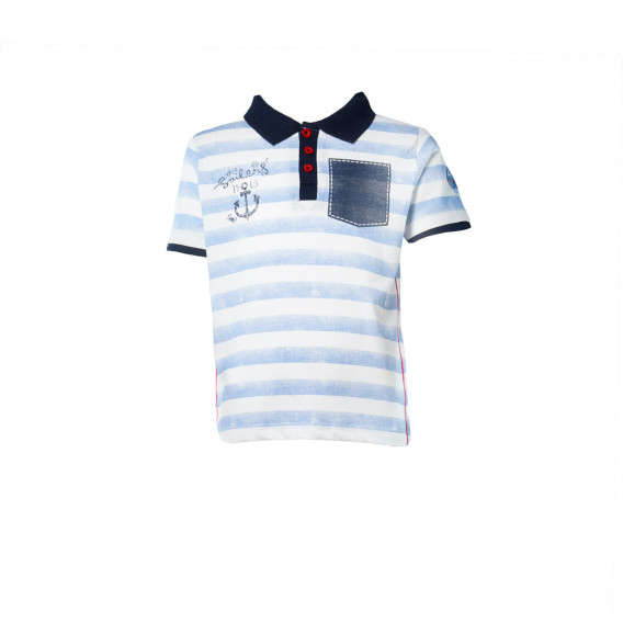 Tricou din bumbac cu mâneci scurte și aplicație pentru băieți BLUE SEVEN 31837 