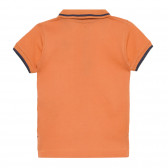 Tricou portocaliu din bumbac cu mâneci scurte și detalii albastre pentru bebelus ZY 318379 4