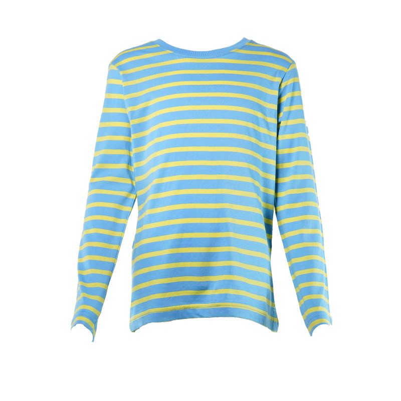 Bluză din bumbac cu mânecă lungă cu dungi albastru și galben  31920