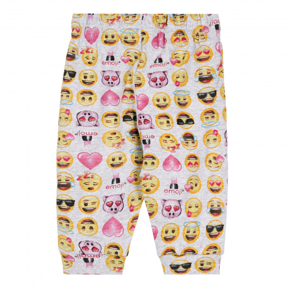 Pantaloni gri cu imprimeu emoji gri pentru bebeluși ZY 319829 4