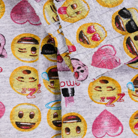 Pantaloni gri cu imprimeu emoji gri pentru bebeluși ZY 319830 2