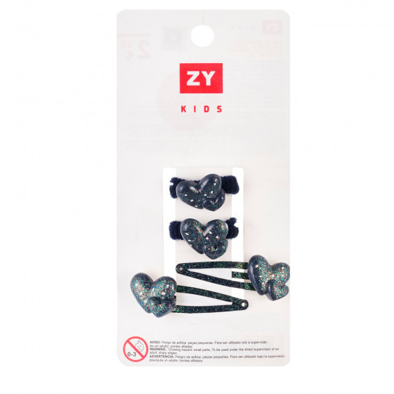 Set de elastice și agrafe de păr cu accente sclipitoare, albastru închis ZY 320165 2