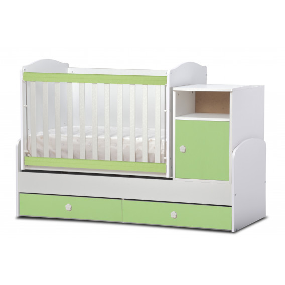 Pătuț pentru copii, Maggie, mobil, de culoare alb și verde Dizain Baby 32065 