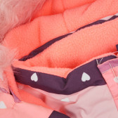 Geacă roz de schi cu imprimeu de inimioare și glugă din puf Cool club 321944 3
