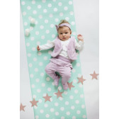 Pantaloni  din bumbac pentru bebeluși, cu imprimeu roz cu stea Pinokio 32233 2