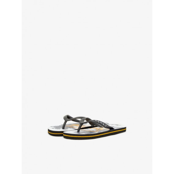Flip-Flops-uri, negru cu dungi subțiri galbene și palmieri Name it 32320 