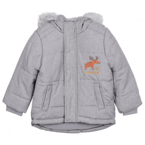 Jachetă gri Cool club, cu căptușeală fleece și broderie mică, pentru un bebeluș Cool club 323258 