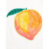 Tricou din bumbac organic pentru fete, alb cu fructe imprimate  Name it 32341 2