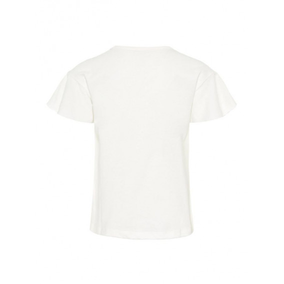Tricou din bumbac organic pentru fete, alb cu fructe imprimate  Name it 32342 3