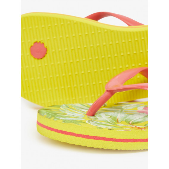 Flip-flops-uri, galben cu model roz și palmier Name it 32425 3