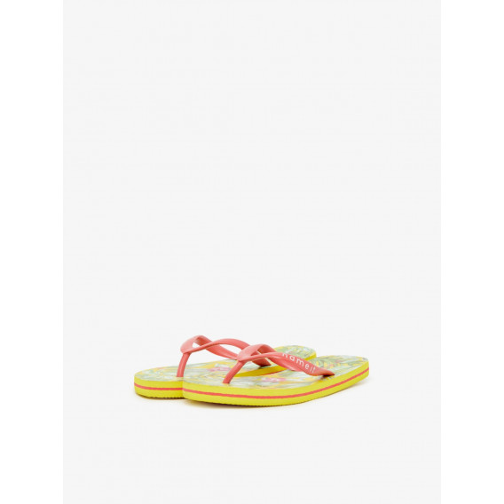 Flip-flops-uri, galben cu model roz și palmier Name it 32426 