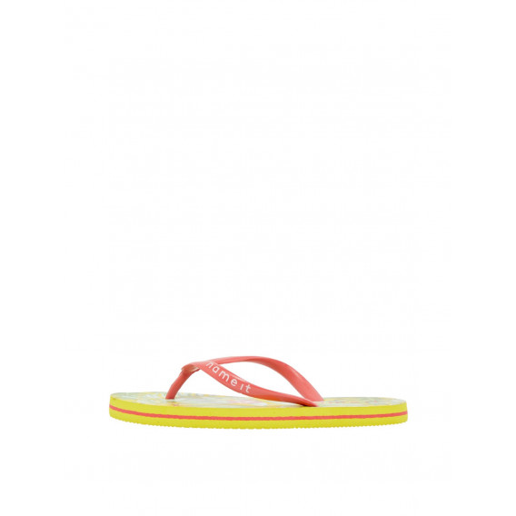 Flip-flops-uri, galben cu model roz și palmier Name it 32429 4