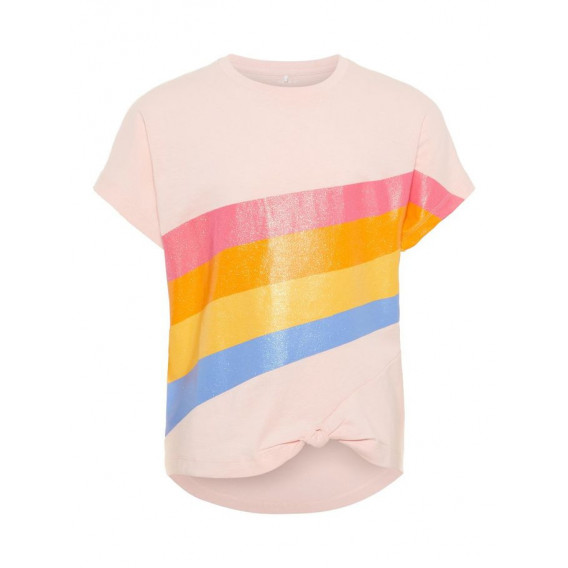 Tricou de bumbac organic pentru copii cu imprimeu colorat pentru o fată Name it 32482 