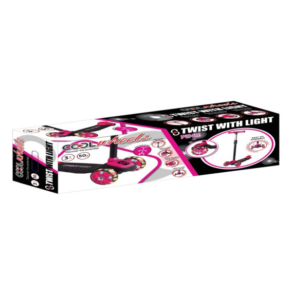 Trotinetă roz cu 3 roți și lumini LED pentru copii 3+ Furkan toys 324943 2