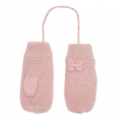 Mănuși Cool club pentru bebeluși, tricotate în roz, cu fundiță Cool club 324954 