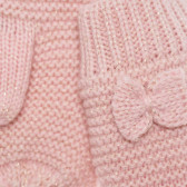 Mănuși Cool club pentru bebeluși, tricotate în roz, cu fundiță Cool club 324955 2