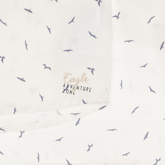 Cămașă albă din bumbac, cu imprimeu cu păsări Chicco 325981 3