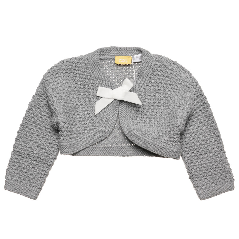 Cardigan scurt tricotat, din bumbac, cu fundă  326041