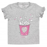 Tricou Chicco din bumbac gri, cu aplicație de floricele de porumb, pentru un bebeluș Chicco 326251 