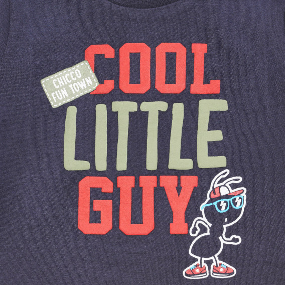 Bluză Chicco din bumbac albastru cu inscripția „COOL LITTLE GUY”, pentru un bebeluș Chicco 326492 2