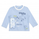 Bluză Chicco albastră din bumbac cu imprimeu „WOOD LAND”, pentru un bebeluș Chicco 326511 
