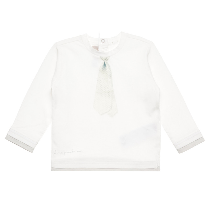 Bluză Chicco din bumbac alb cu aplicație cravată, pentru bebeluș  326515